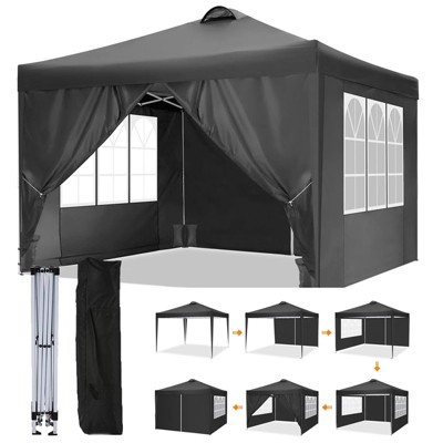 SKONYON 10' x10' Canopy Tent Instant Pop-Up Canopy Folding Tent Sun Shelter UV50+