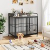 48 Inch Dog Crate Furniture, with 360° Wheels, Adjustable Raised Feeder, Heavy-Duty Dog Cage Side End Table - 3 of 4