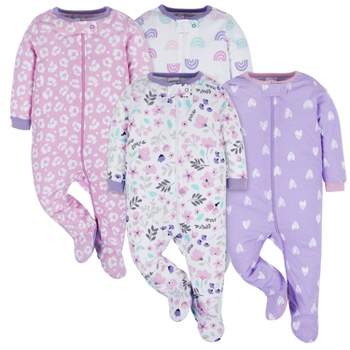 Onesies Brand Baby Girls' Long Sleeve Sleep 'N Plays - 4-Pack