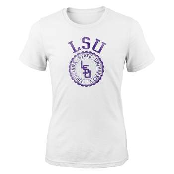NCAA LSU Tigers Girls' White Crew Neck T-Shirt