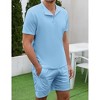 Men's 2-Piece Clothing Set Casual 1/4 Zip Short Sleeve Top And Drawstring Shorts Athletic Outfit - 3 of 4