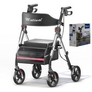 Lycvki Aluminum Foldable Rollator Walkers with Seat for Seniors, 350 lb Capacity, 6-Position Height - 1 of 4