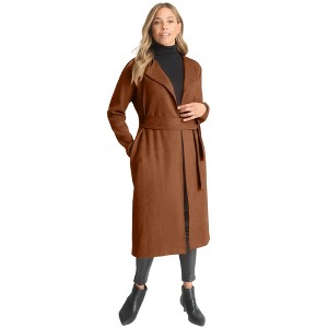 Jessica London Women's Plus Size Faux Suede Coatigan - 1 of 4