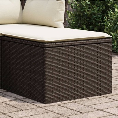 Garden Stool Black and Cream Poly Rattan, Powder-Coated SteelvidaXL