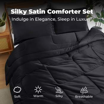 Peace Nest 3 Piece Silky Satin Comforter Set