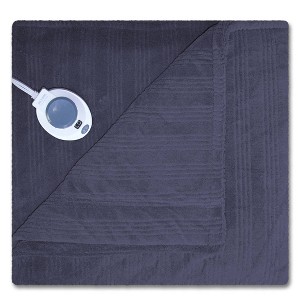 Plush Triple Rib Warming Blanket (Queen) Nightshadow Blue - SoftHeat