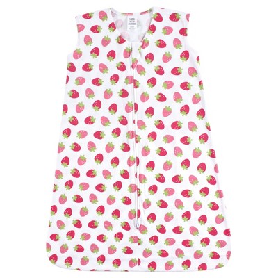 Luvable Friends Baby Girl Sleeveless Jersey Cotton Sleeping Bag, Sack, Blanket, Strawberry Jersey, 6-12 Months