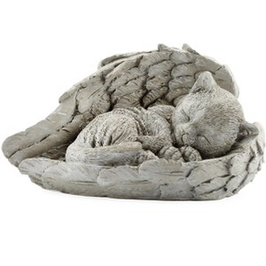 AuldHome Design Angel Cat Memorial Statue; Garden Resin Sleeping Cat Figurine - 1 of 4