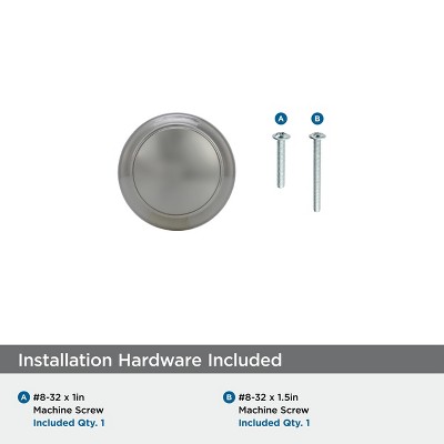 Polished Nickel Round Cabinet Knob with Mounting Hardware