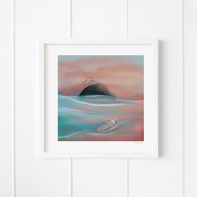 Buoy & Island Framed Museum Quality 12" x 12" Art Print by Ramus & Co