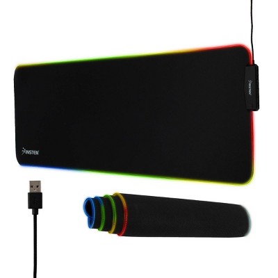 Insten - RGB Mouse Pad Gaming XXL Extended, LED Soft Cloth with 4 USB Hub Mat, Ergonomic Anti-Slip Rubber Base, Black 31.5 x 12 x 0.12 in