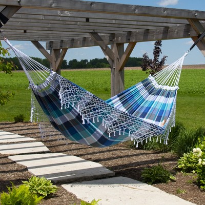 Marina Blue and White Cotton Double Hammock Bed