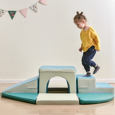 Infurnic Baby Activity Gyms Soft Climb and Crawl Foam Playset 9 in 1 , Safe Foam Nugget Block for Preschools, Multicolored, 37.40"*20.67"*20.67"