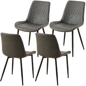 PAGED Mid-Century Modern Dining Chairs with High Back, Upholstered Kitchen Chairs with Metal Legs for Dining Room, Kitchen - 1 of 4