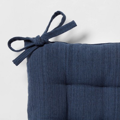 Denim Solid Chair Pad Seat Cushion Blue - Threshold™: Indoor Kitchen Chair Cushions, Cotton & Polyester, 15x15