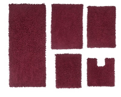 Fantasia Bath Rug Collection Cotton Shaggy Pattern Tufted Set of 5 Bath Rug Set - Home Weavers