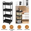 NewHome"4-Tier Rolling Utility Cart with Lockable Wheels, Rotatable Design & Storage Drawers for Home"Black White - 3 of 4