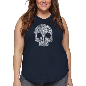 LA Pop Art Women's Word Art Tank Top - Flower Skull - 1 of 4
