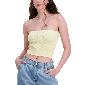 Hippie Rose Womens Seamless Cropped Tube Top, Yellow, Medium - 1 of 1