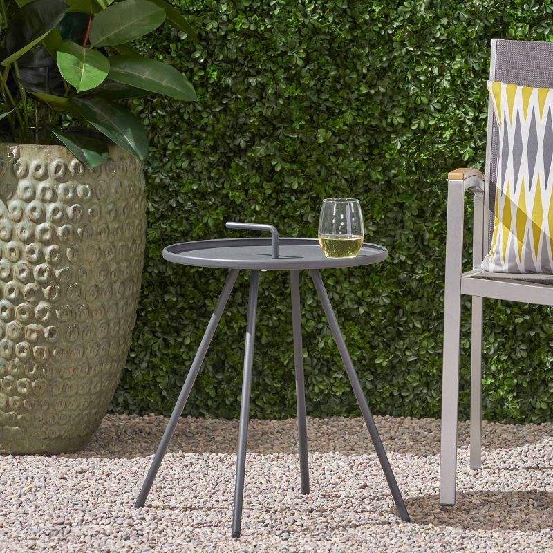 Vida Modern Patio Side Table Gray - Christopher Knight Home, 3 of 8