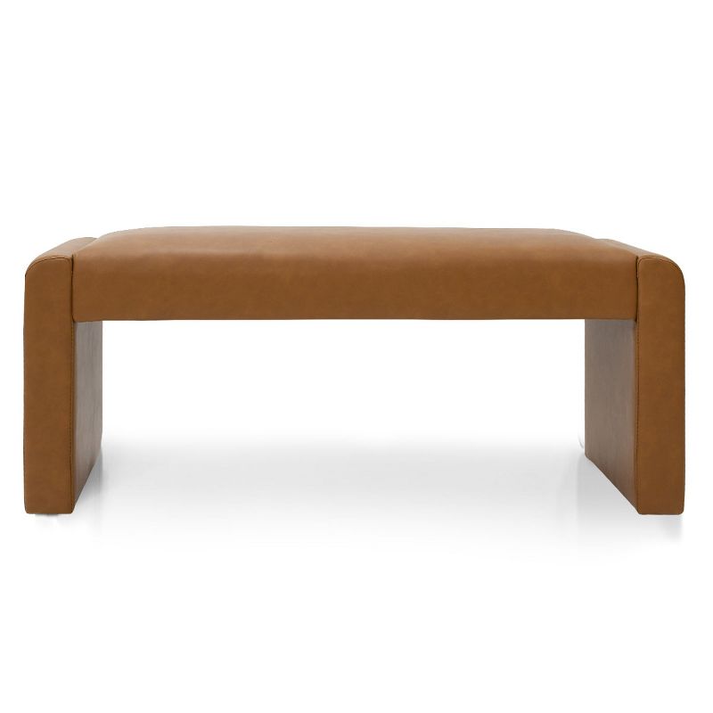 Kaia 47" Faux Leather Upholstered Waterfall Bench-The Pop Maison, 3 of 9