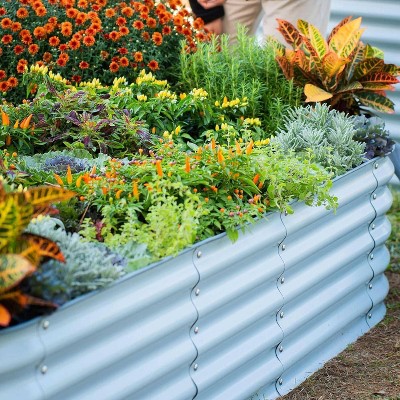 Sky Blue Modular Metal Outdoor Raised Garden Bed 42"x78"x17"