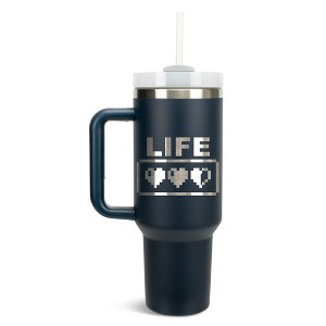 100 North Life Hearts Video Games Wrap-Around 40 Oz. Stainless Steel Water Bottle Coffee Mug, Spill & Leak Resistant, Travel Tumbler with Handle, Lid - 1 of 4