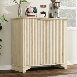 Fluted Buffet Sideboard Cabinet with Storage, Kitchen Storage Cabinet with Adjustable Shelves - 1 of 4