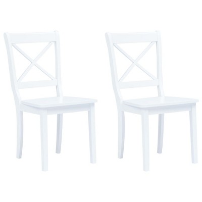 vidaXL Dining Chairs 2 pcs White Solid Rubber Wood
