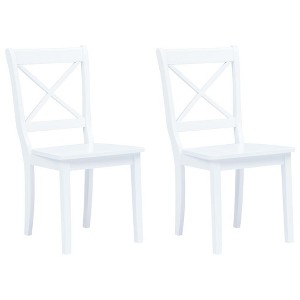 vidaXL Dining Chairs 2 pcs White Solid Rubber Wood - 1 of 4