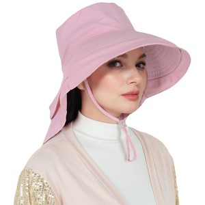 Anna-Kaci Womens Sun Hat Wide Brim Bucket Hats with Neck Flap and Ponytail Hole for Summer Beach Fishing Hiking - 1 of 4