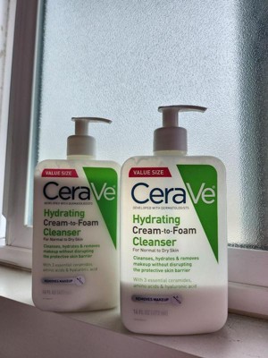 Cerave Hydrating Cream-to-foam Face Wash With Hyaluronic Acid For ...