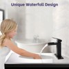 Gulches Bathroom Faucet Single Handle Bathroom Sink Faucets 1 or 3 Hole Solid Vanity Faucet with Deck Plate & Overflow Pop Up Drain Matte, Black - 2 of 4