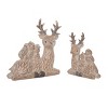 Transpac Resin 11 in. Brown Christmas Laying Woodland Texture Deer Figurine Set of 2 - 2 of 4