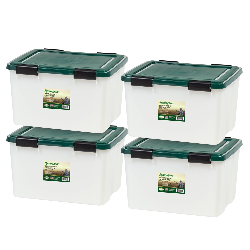 IRIS 46.5Qt 4pk Heavy Duty Garage Storage Bins With Lids Remington Tote Container