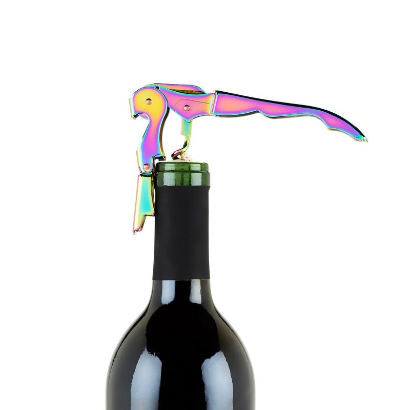 Blush Mirage Double Hinged Corkscrew, Cute Iridescent Wine Bottle Opener and Foil Cutter, Stainless Steel Bar, 4.75 Inches Long, Set of 1, Multicolor, 6 of 9