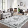 8x10 Large Washable Area Rug, Blue Non Slip Carpet, Stain Resistance Vintage Room Rug, Indoor Floor Carpet for Living Room, Low Profile Rug, Boho Rug - 2 of 4