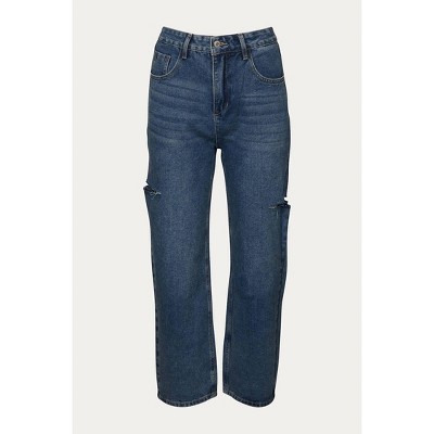 Women's CUTOUT HIGH-RISE STRAIGHT-LEG JEANS - Bijoumontre