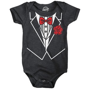 Classic Tuxedo Baby Bodysuit Funny Sarcastic Suit Graphic Novelty Jumper For Infants - Crazy Dog Baby Bodysuit - 1 of 4