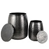 happimess Merida Modern Rustic Hammered Metal Drum Storage Side Table with Lid - 4 of 4