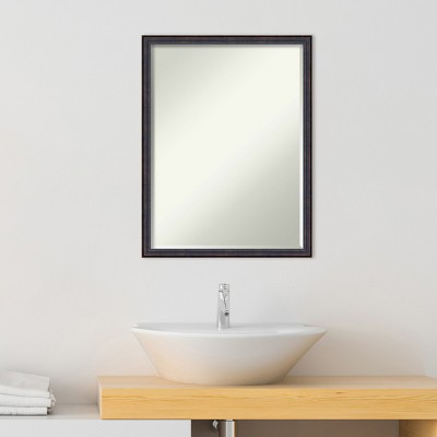 Dark Bronze Petite Bevel Wood Bathroom Vanity Mirror