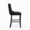 Lyngins Modern Velvet Bar Stools Set of 2, Upholstered Counter Height Bar Stools with Button Tufted & Wooden Legs, Leisure Bar Chairs, Counter Stools - 3 of 4