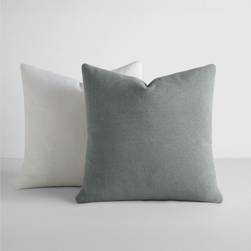 2-Pack Cotton Slub Solid Throw Pillows and Pillow Inserts Set - Artic & White  - Becky Cameron, Artic / White, 20 x 20, 1 of 13