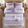 Okak 5-Piece Purple Seersucker Daisy Pattern Bed Comforter Set with Throw Pillow,Comfortable Coverlet Bedding Sets,Farmhouse Style - 2 of 4