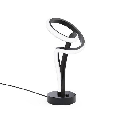 Infibrite 11" 12W Modern Elegance Table Lamp (Includes LED Light Bulb) Soft White Loop Design Matte Black and Rose Gold: ETL Listed, Iron Body