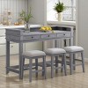 4-Piece Dining Set Rectangle With 3 Upholstered Stools, Dining Set Contemporary, Multifunctional Dining Table With 3 Drawers-Cuddlewood - 2 of 4