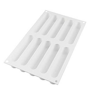 Silikomart Silicone Bakeware Fashion Eclair 2.7 Oz., 5.11" x .98" x .98" High, 10 Cavities - 1 of 3