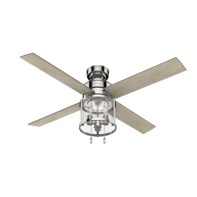 Hunter 52" Astwood Lighted Ceiling Fan Polished Nickel with Bleached Grey Pine Blades