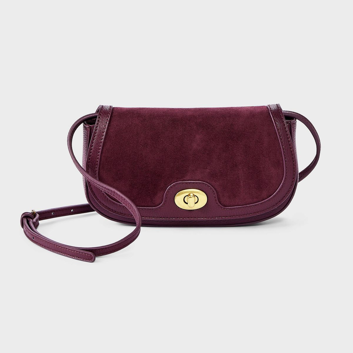Faux Suede Turn Lock Wallet Crossbody - A New Day™