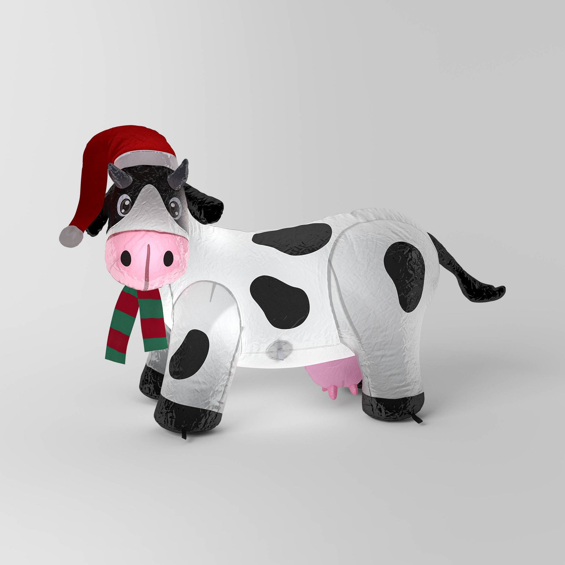 3.5' Christmas Indoor/Outdoor Lighted Inflatable Cow with Santa Hat - Wondershop™